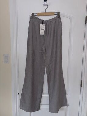Zara Grey Flowy Summer Drawstring Pants – Size XS – NWT